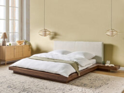 Beliani Bed Boucle Zen 160 X 200 Cm (Eu King Size) Brown Ash Wood - thumbnail 2