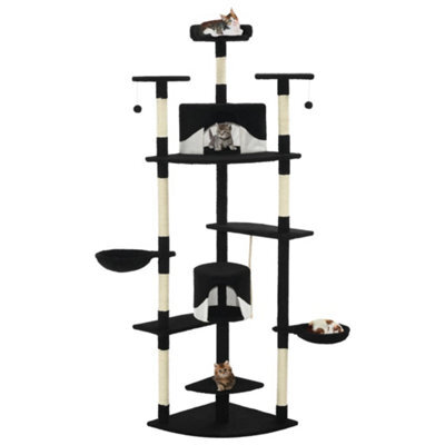 Walplus Cat Tree With Sisal Scratching Posts 203 Cm Black And White - image 1
