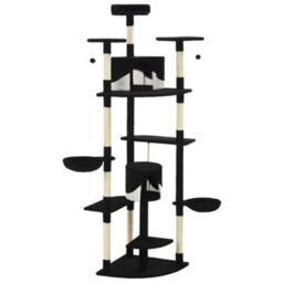 Walplus Cat Tree With Sisal Scratching Posts 203 Cm Black And White - thumbnail 4