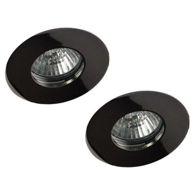 Litecraft 2 Pack Black Chrome Modern Ip65 Fire Rated Bathroom Downlights - image 1