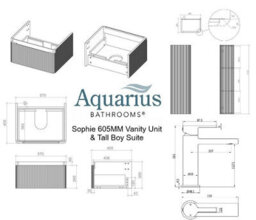 Aquarius Sophie 605mm Vanity Unit Matt White Tall Boy Set With Chrome Brassware - thumbnail 5