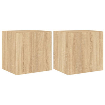 Berkfield Durable Tv Wall Cabinets With Led Lights 2 Pcs Sonoma Oak 40.5X35X40 Cm - image 1