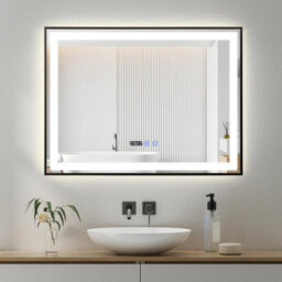 800 X 600 mm Led Bathroom Mirror With Demister, Touch Sensor And Time Display - thumbnail 1