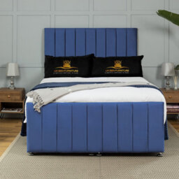 UKBEDFURNITURE Belvoir Plush Blue End Opening Divan Ottoman Bed With 54 Inch Headboard & 10 Inch Orthopaedic Mattress - thumbnail 2
