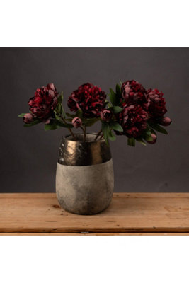Burgundy Peony Faux Flower, Realistic Long Stem Bloom - image 1