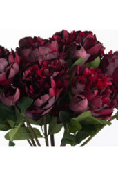 Burgundy Peony Faux Flower, Realistic Long Stem Bloom - thumbnail 5