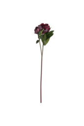 Burgundy Peony Faux Flower, Realistic Long Stem Bloom - thumbnail 4