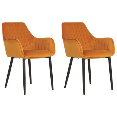 Beliani Set Of 2 Dining Chairs Wellston Velvet Orange - image 1