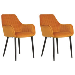 Beliani Set Of 2 Dining Chairs Wellston Velvet Orange