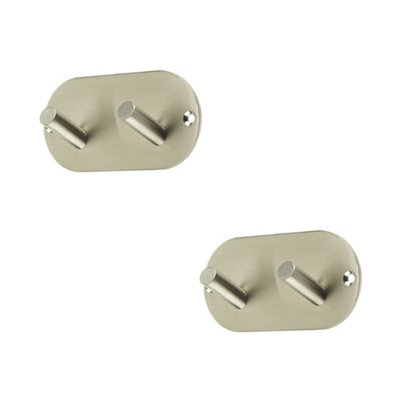 Loops 2 Pack Satin Stainless Steel Double Robe Hook - 90X45mm Elegant Design - Wall Mounted Clothing Hook - image 1