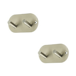 Loops 2 Pack Satin Stainless Steel Double Robe Hook - 90X45mm Elegant Design - Wall Mounted Clothing Hook - thumbnail 1
