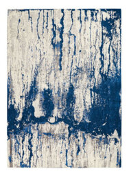 Blue And White Funky Luxurious Modern Easy To Clean Abstract Viscose Wool Rug For Living Room, Bedroom - 168Cm X 244Cm - thumbnail 6