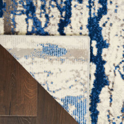 Blue And White Funky Luxurious Modern Easy To Clean Abstract Viscose Wool Rug For Living Room, Bedroom - 168Cm X 244Cm - thumbnail 4
