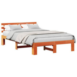 Berkfield Pine Wood Bed Frame Wax Brown Solid Wood 120 X 190 Cm - thumbnail 3