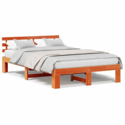 Berkfield Pine Wood Bed Frame Wax Brown Solid Wood 120 X 190 Cm - thumbnail 4