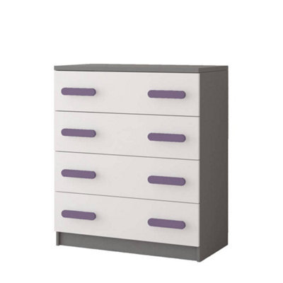 Arte Elegant White And Grey Chest Of Drawers H930mm W800mm D400mm - Heather Handles For Soft Kids' Spaces - image 1