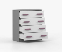 Arte Elegant White And Grey Chest Of Drawers H930mm W800mm D400mm - Heather Handles For Soft Kids' Spaces - thumbnail 3