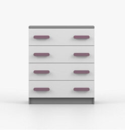 Arte Elegant White And Grey Chest Of Drawers H930mm W800mm D400mm - Heather Handles For Soft Kids' Spaces - thumbnail 2
