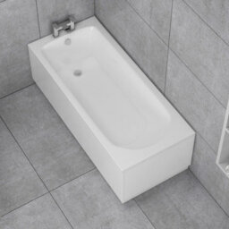 Royal Bathrooms Breeze 1600 X 700mm Acrylic Single Ended Round Edged White Straight Bath With Chrome Wall Profile Screen & Front Panel - thumbnail 5