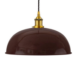 Burgundy Red Worcester Painted Dome Pendant Light With Antique Gold Lamp Holder And Black Twisted Cable - Se Home