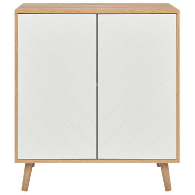 Beliani Scandinavian Sideboard, White And Light Wood, 2 Doors, 1 Shelf, W76 X D40 X H84Cm - image 1