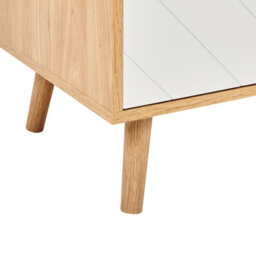 Beliani Scandinavian Sideboard, White And Light Wood, 2 Doors, 1 Shelf, W76 X D40 X H84Cm - thumbnail 7