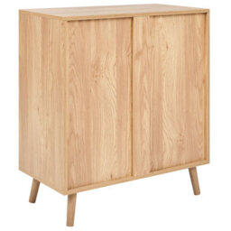 Beliani Scandinavian Sideboard, White And Light Wood, 2 Doors, 1 Shelf, W76 X D40 X H84Cm - thumbnail 6