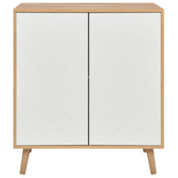 Beliani Scandinavian Sideboard, White And Light Wood, 2 Doors, 1 Shelf, W76 X D40 X H84Cm - thumbnail 1