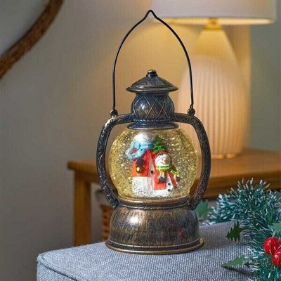 Snowman Christmas Lantern Snow Globe - image 1