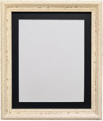 Frames By Post Shabby Chic Distressed Cream With Black Mount For Image Size A4 - image 1