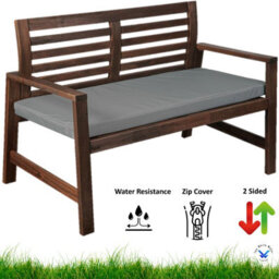 TheWhiteWater Limited Garden Bench Cushion - Patio Pub Furniture Bench Seat Pad - Weather & Waterproof Fabric - 3 Seater - Grey - thumbnail 2