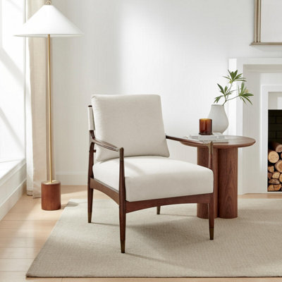 Furniturebox Uk Delia Beige Fabric Mid Century Modern Accent Chair - image 1