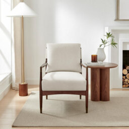 Furniturebox Uk Delia Beige Fabric Mid Century Modern Accent Chair - thumbnail 2