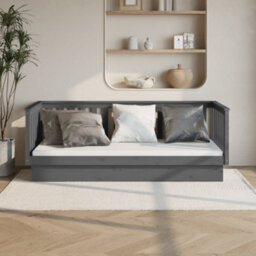 Berkfield Day Bed Grey 80X200 Cm Solid Wood Pine - thumbnail 1