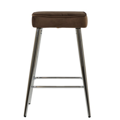 Lakeland Furniture Swan Mocha Brown Velvet Chrome Fixed Leg Base Bar Stool - image 1