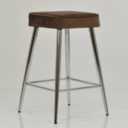 Lakeland Furniture Swan Mocha Brown Velvet Chrome Fixed Leg Base Bar Stool - thumbnail 3