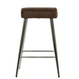 Lakeland Furniture Swan Mocha Brown Velvet Chrome Fixed Leg Base Bar Stool