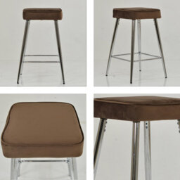 Lakeland Furniture Swan Mocha Brown Velvet Chrome Fixed Leg Base Bar Stool - thumbnail 4