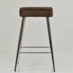 Lakeland Furniture Swan Mocha Brown Velvet Chrome Fixed Leg Base Bar Stool - thumbnail 2
