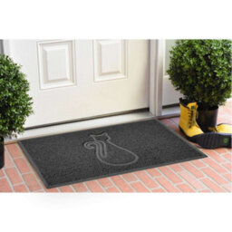 Nicoman Dark Grey Cat Embossed Spaghetti Coil Door Mat Dirt-Trapper Washable Barrier Doormat 75Cm X 44Cm - thumbnail 2