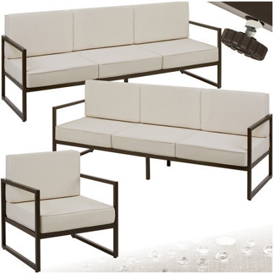 Tectake Garden Furniture Comosa - For 7 People, Xxl Padding, 2 Sofas, 1 Armchair - Brown/beige - 1 - image 1