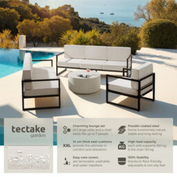 Tectake Garden Furniture Comosa - For 7 People, Xxl Padding, 2 Sofas, 1 Armchair - Brown/beige - 1 - thumbnail 2