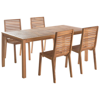 Beliani Garden Dining Set 4 Seater Ombriano Certified Acacia Wood Light Brown - image 1