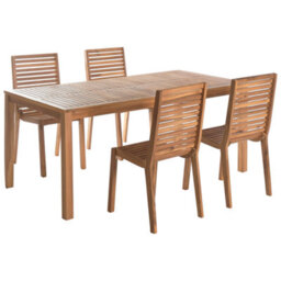 Beliani Garden Dining Set 4 Seater Ombriano Certified Acacia Wood Light Brown - thumbnail 1