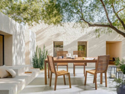 Beliani Garden Dining Set 4 Seater Ombriano Certified Acacia Wood Light Brown - thumbnail 2