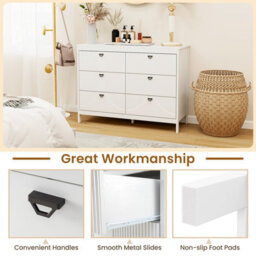 Costway 6-Drawer Chest Of Drawers 3-Tier Wooden Sideboard Cabinet White - thumbnail 6