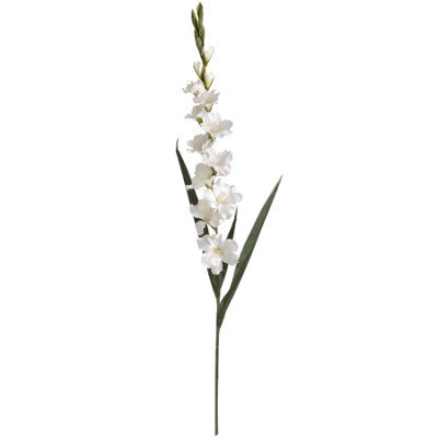 Wyld Haus Set Of 3 White Artificial Gladioli Stems, Tall Faux Flower Stems - image 1