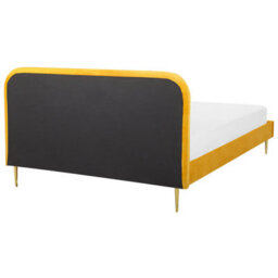 Beliani Bed Velvet Flayat 180 X 200 Cm (Eu Super King) Yellow - thumbnail 5