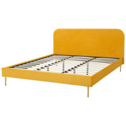 Beliani Bed Velvet Flayat 180 X 200 Cm (Eu Super King) Yellow - thumbnail 6