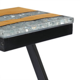 Berkfield Durable Coffee Table 30X30X50 Cm Solid Teak Wood And Polyresin - thumbnail 7